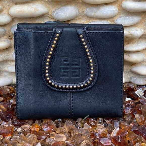 GIVENCHY Studded Black Leather Bifold Wallet with COA. EUC - Picture 1 of 13